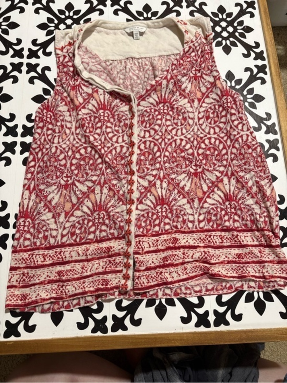 Lucky Brand Red & Cream Patterned Sleeveless Camisole